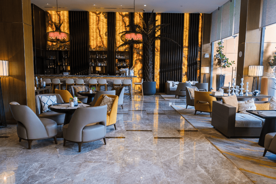 Elegant hotel lobby covered by BDI hospitality insurance